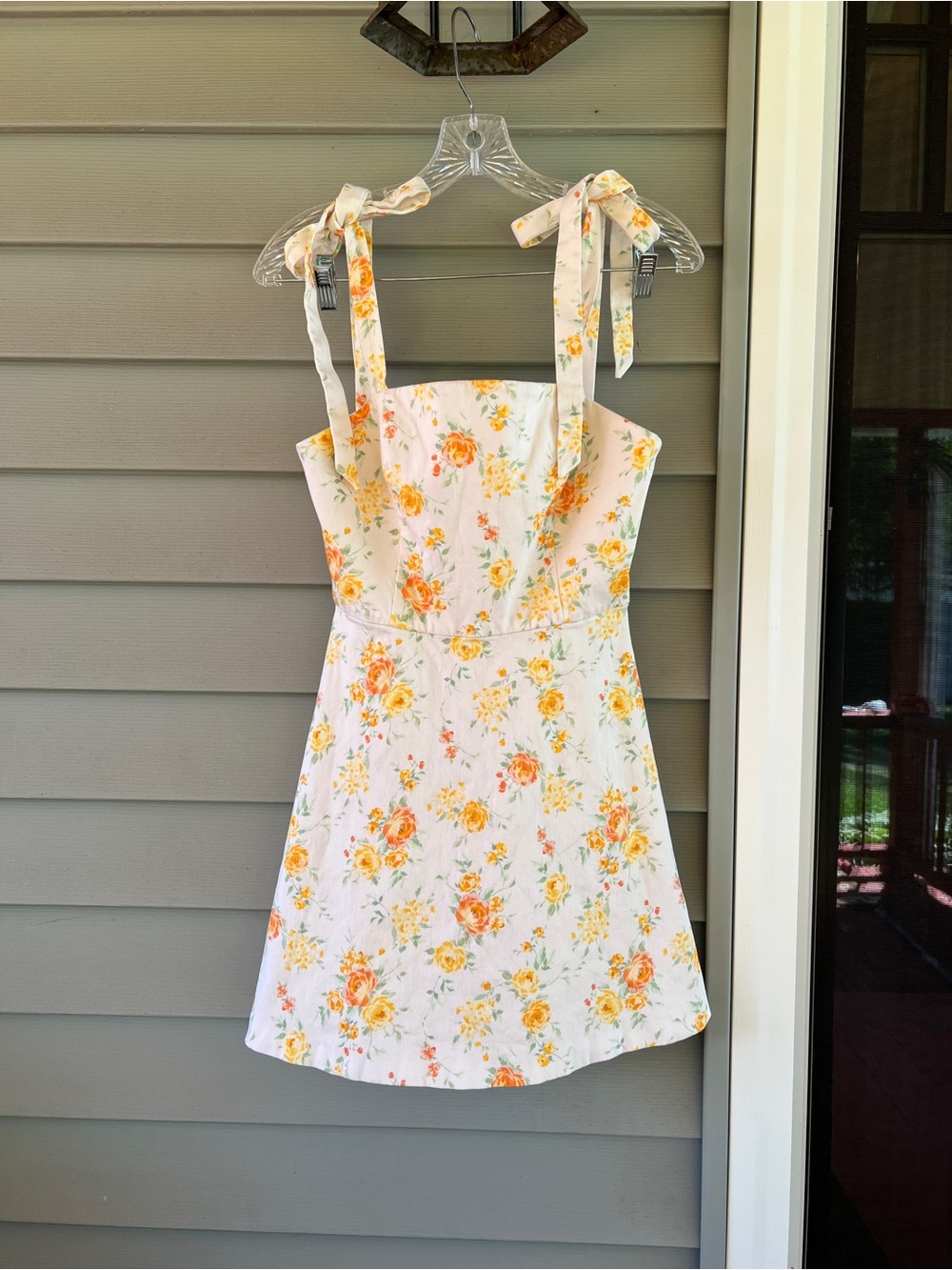 Zara Cream Sundress with Yellow & Orange Floral Print
